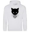 Мужская толстовка (худи) Black black cat Серый меланж фото