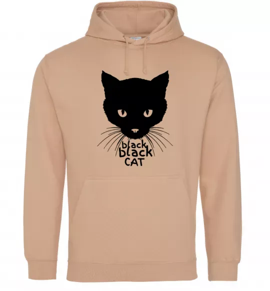 Мужская толстовка (худи) Black black cat Песочный фото