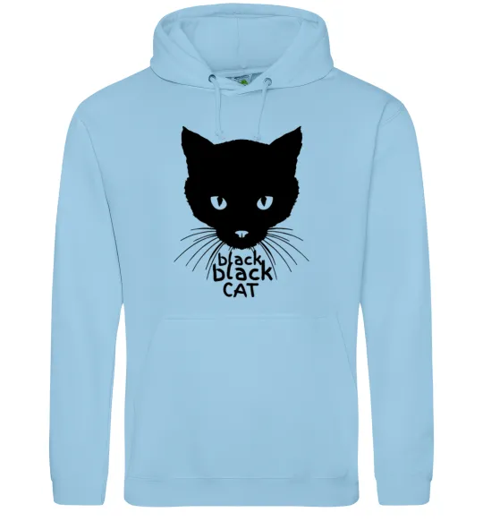 Жіноча толстовка (худі) Black black cat Блакитний фото