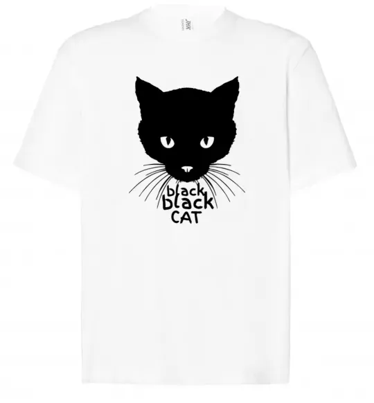 Футболка Оверсайз Black black cat Білий фото