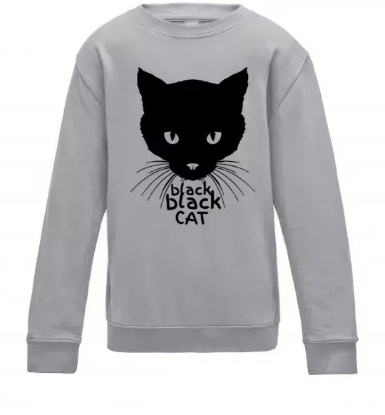 Детский Свитшот Black black cat Серый меланж фото