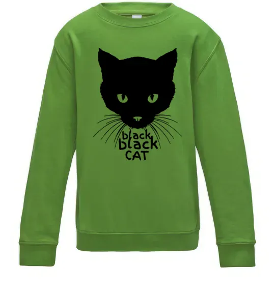Детский Свитшот Black black cat Лаймовый фото