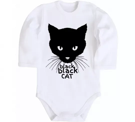 Дитячий бодік Black black cat Білий фото