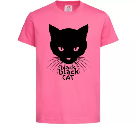 Детская футболка Black black cat Ярко-розовый фото