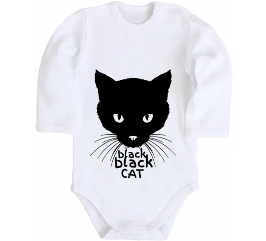 Детский боди Black black cat Белый фото