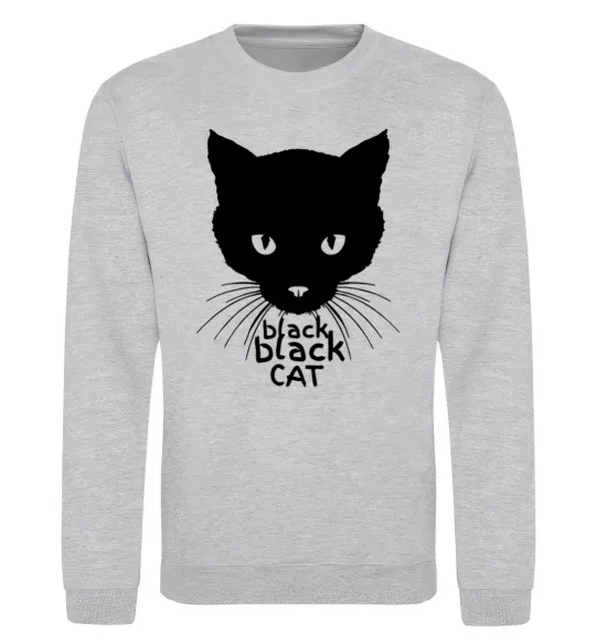 Світшот Black black cat Сірий меланж фото