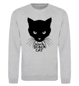 Світшот Black black cat Сірий меланж фото