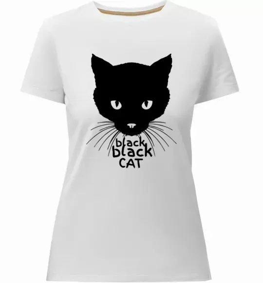 Женская премиум футболка Black black cat Белый фото