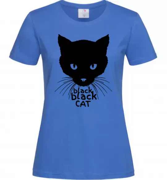 Женская футболка Black black cat Ярко-синий фото