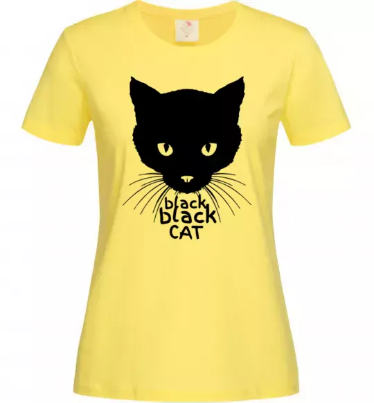 Женская футболка Black black cat Лимонный фото