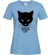 Женская футболка Black black cat Голубой Женская футболка Black black cat Голубой фото