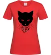Женская футболка Black black cat Красный Женская футболка Black black cat Красный фото