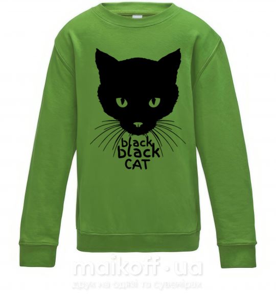 Детский Свитшот Black black cat Лаймовый фото