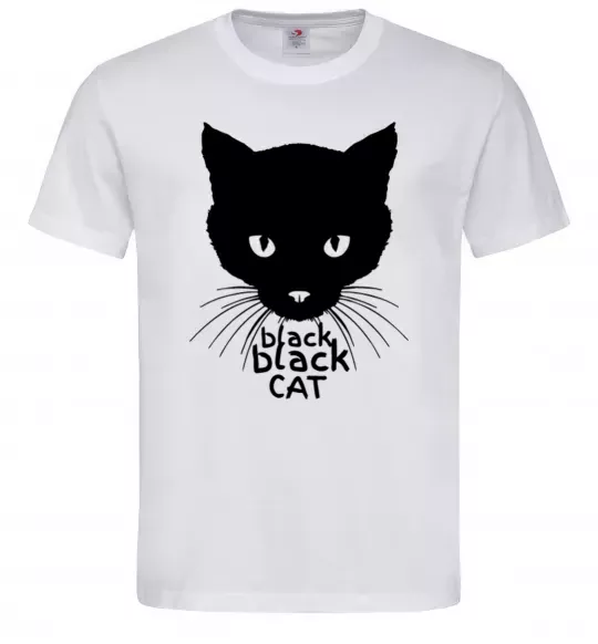 Мужская футболка Black black cat Белый фото