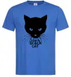 Мужская футболка Black black cat Ярко-синий фото