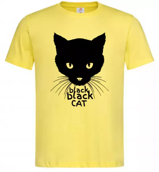 Мужская футболка Black black cat Лимонный фото