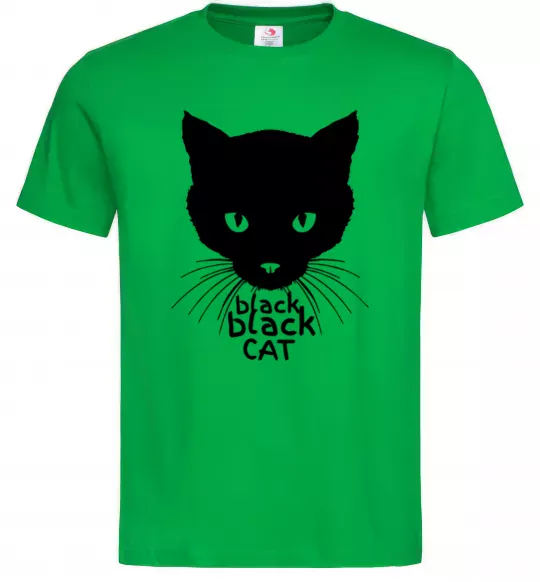 Мужская футболка Black black cat Зеленый фото