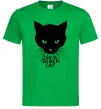 Мужская футболка Black black cat Зеленый фото