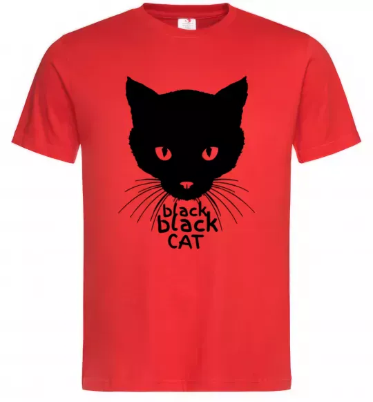 Мужская футболка Black black cat Красный фото