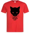 Мужская футболка Black black cat Красный фото