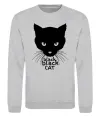 Світшот Black black cat Сірий меланж фото