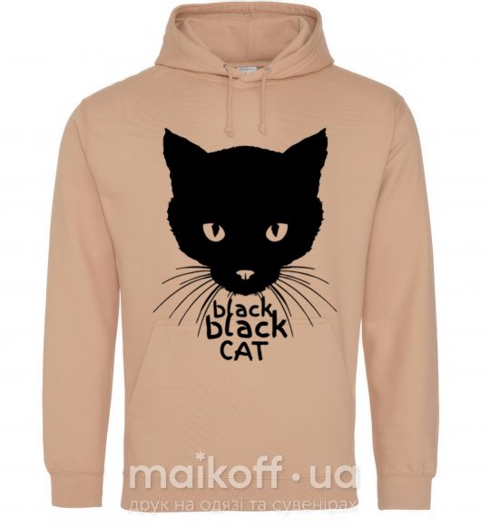 Мужская толстовка (худи) Black black cat Песочный фото
