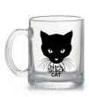 Чашка стеклянная Black black cat Прозрачный фото