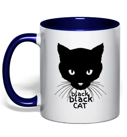 Чашка з кольоровою ручкою Black black cat Глибокий темно-синій фото
