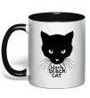 Чашка з кольоровою ручкою Black black cat Чорний Чашка з кольоровою ручкою Black black cat Чорний фото