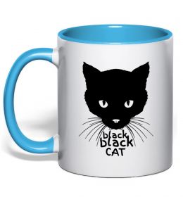 Чашка з кольоровою ручкою Black black cat Чашка з кольоровою ручкою Black black cat