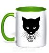 Чашка з кольоровою ручкою Black black cat Зелений фото