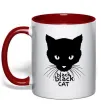 Чашка з кольоровою ручкою Black black cat Червоний Чашка з кольоровою ручкою Black black cat Червоний фото