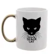 Чашка з кольоровою ручкою Black black cat Золото Чашка з кольоровою ручкою Black black cat Золото фото