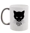 Чашка з кольоровою ручкою Black black cat Срібло Чашка з кольоровою ручкою Black black cat Срібло фото