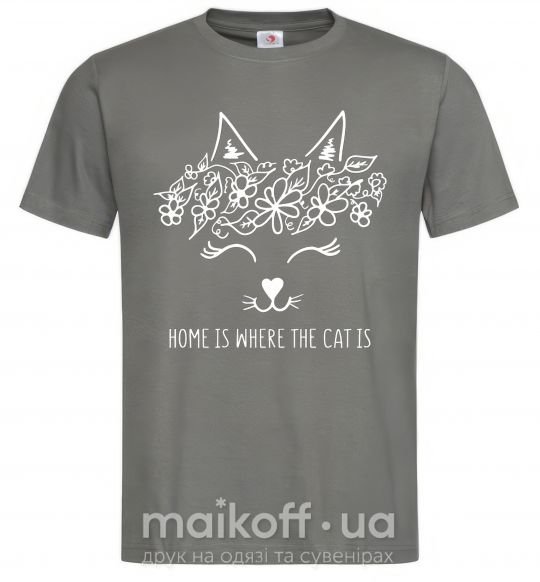 Мужская футболка Home is where the cat is Графит фото