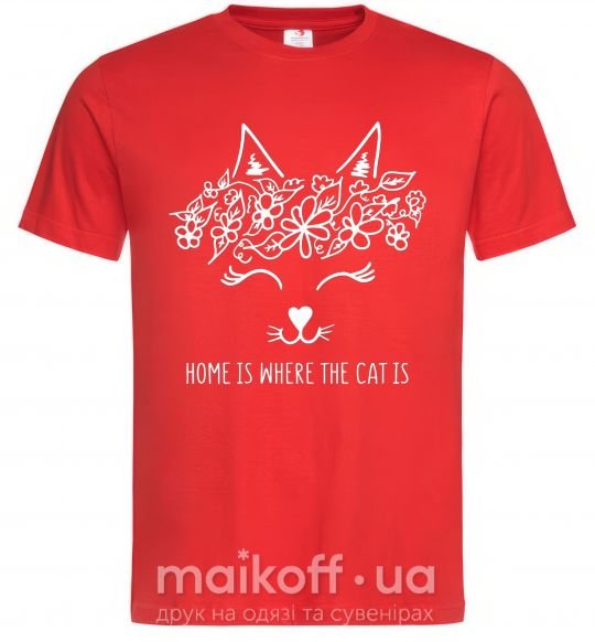 Чоловіча футболка Home is where the cat is Червоний фото