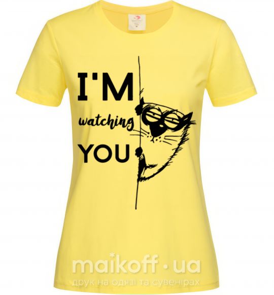 Женская футболка I'm watching you Лимонный фото