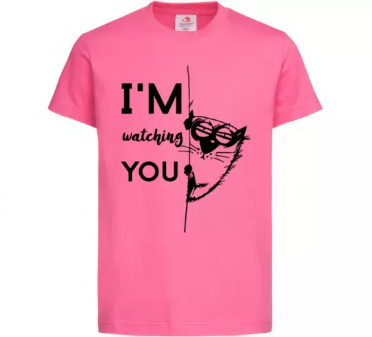 Дитяча футболка I'm watching you Яскраво-рожевий фото