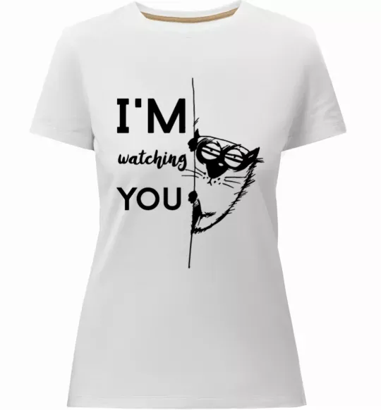 Женская премиум футболка I'm watching you Белый фото