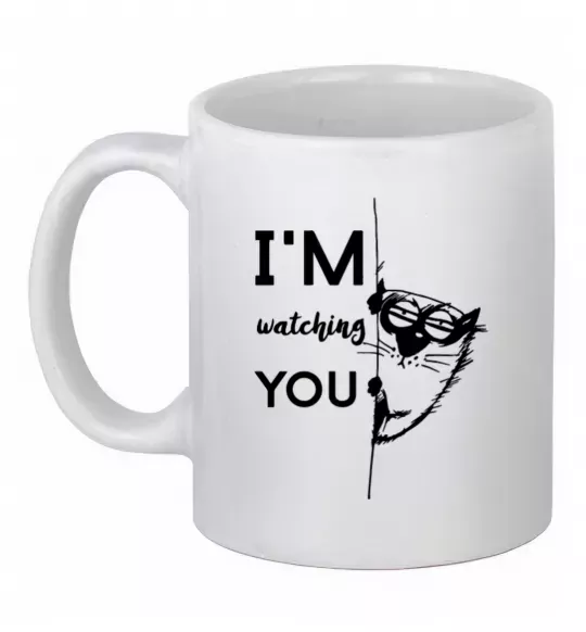 Чашка керамическая I'm watching you Белый фото