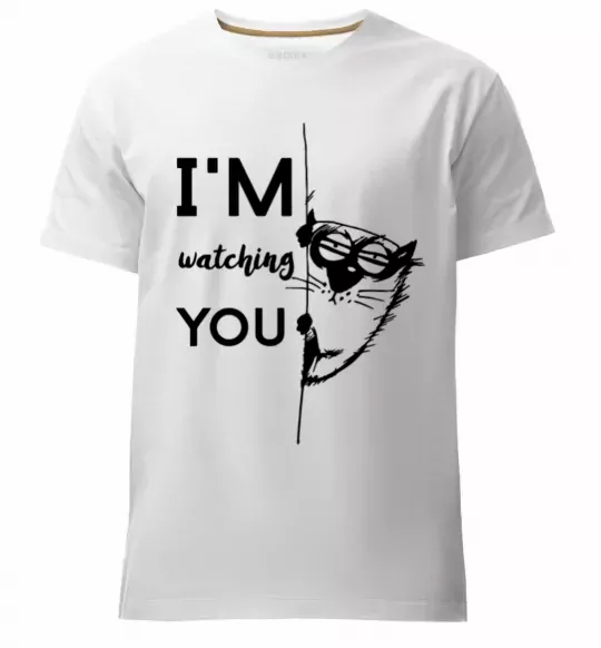 Мужская премиум футболка I'm watching you Белый фото
