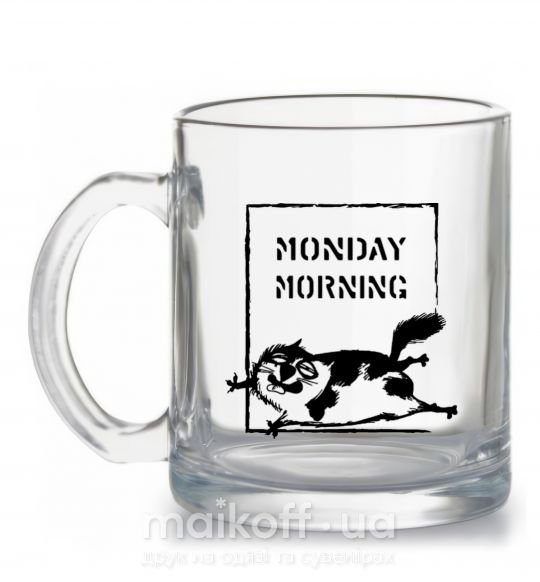 Чашка скляна Monday morning Прозорий фото