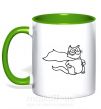 Чашка с цветной ручкой Super cat Зеленый фото