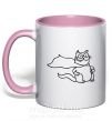 Чашка з кольоровою ручкою Super cat Ніжно рожевий фото