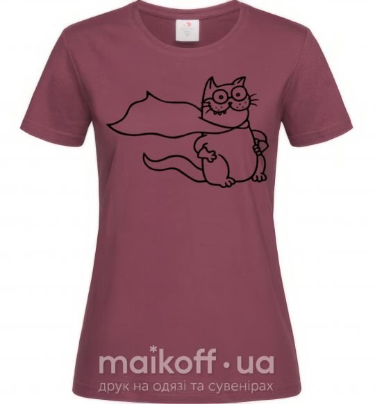 Жіноча футболка Super cat Бордовий фото