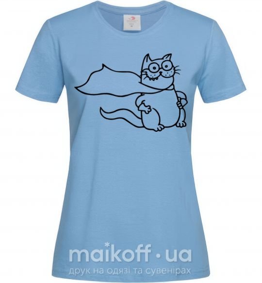 Женская футболка Super cat Голубой фото