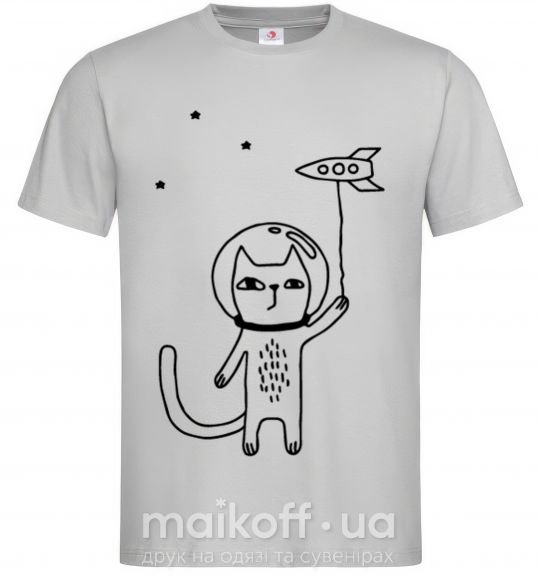 Мужская футболка Cat in space Серый фото