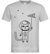 Чоловіча футболка Cat in space Сірий фото