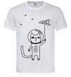 Чоловіча футболка Cat in space Білий фото