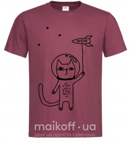 Чоловіча футболка Cat in space Бордовий фото